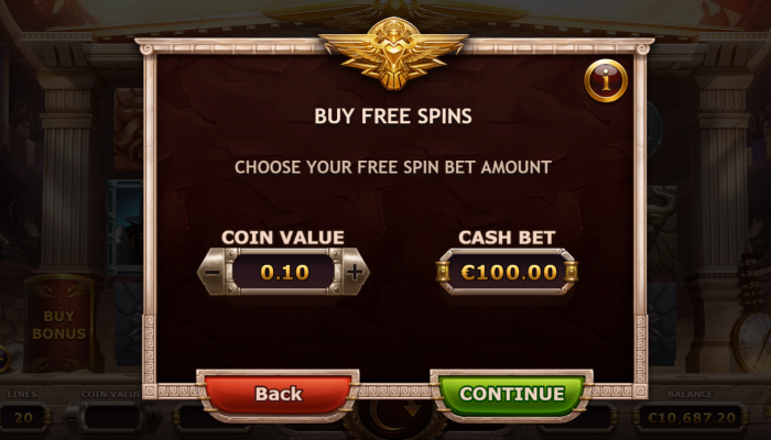 Buying free spins in Champions of Rome