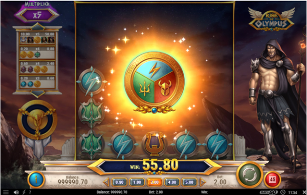 Multiplier feature during Rise of Olympus gameplay